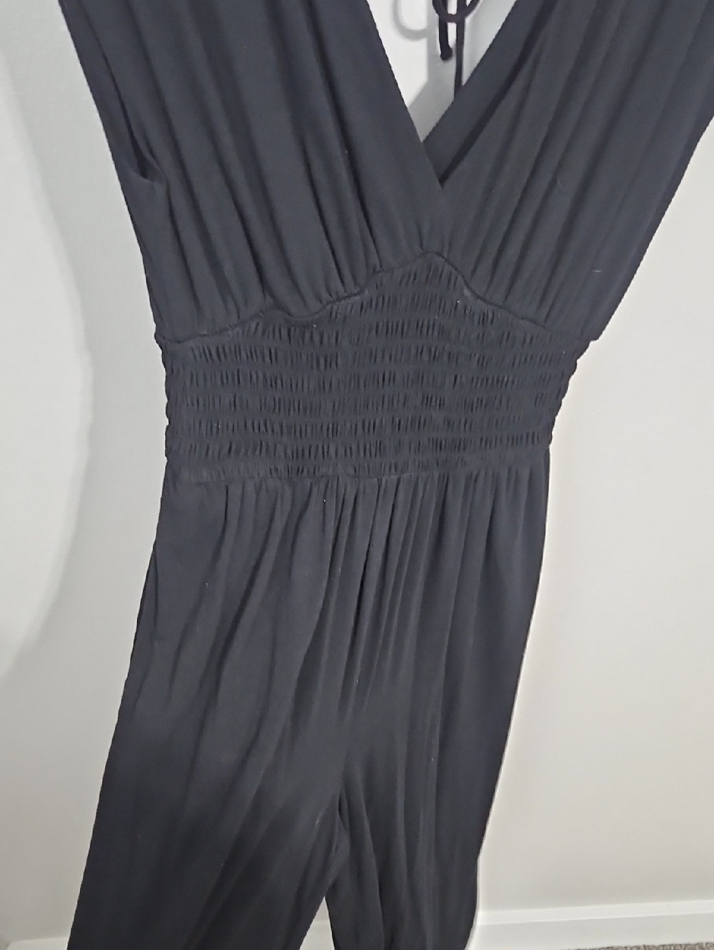 Old Navy Black V-Neck Sleeveless Jumpsuit with Tie Back